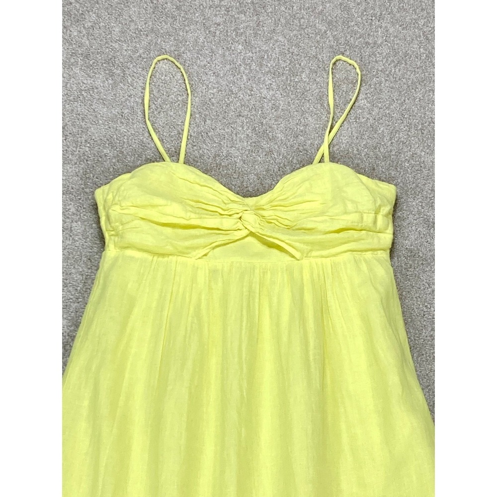 Banana Republic Linen Tiered Maxi Dress Womens 4 Yellow Smocked Resortwear Chic - Picture 3 of 11